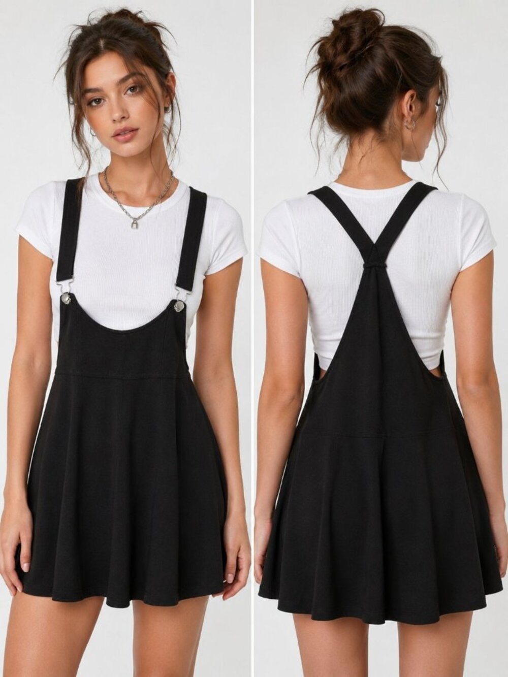H&M Divided Suspender Skater Dress Womens Sleeveless Mini A-Line Black Xsmall